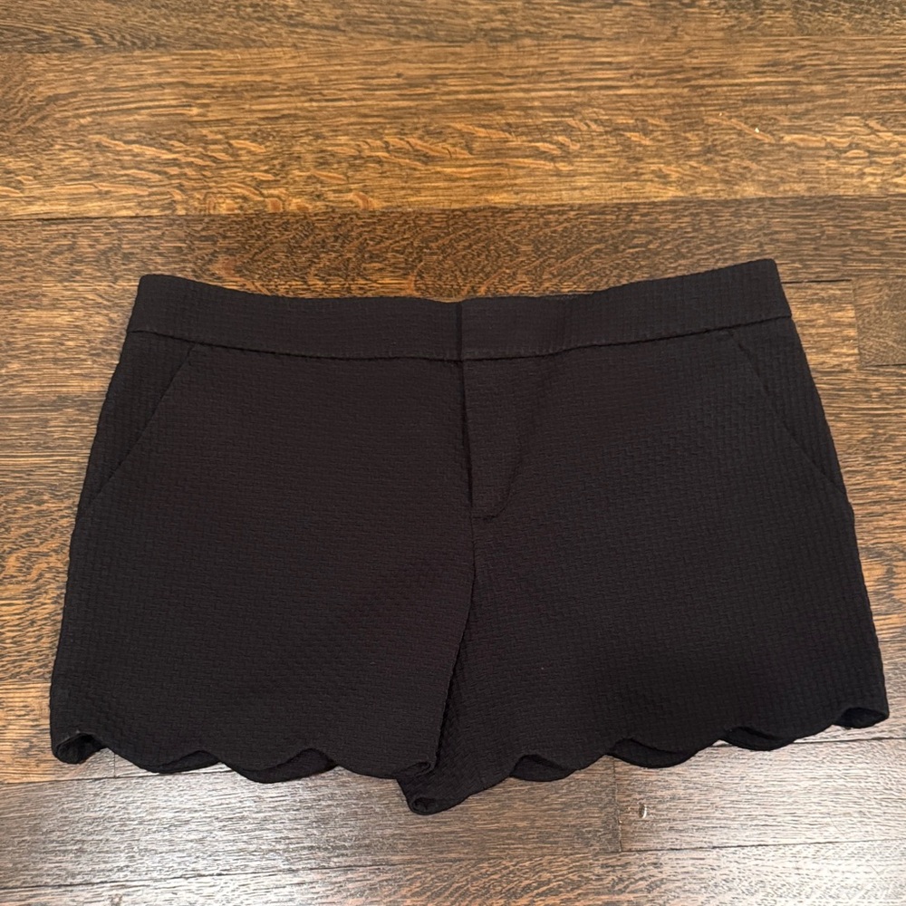 Club Monaco Black High Waist Scalloped Shorts
